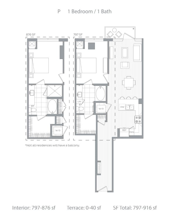 Studio, 1 & 2 Bedroom Apartments in Little Italy, San Diego Stanza